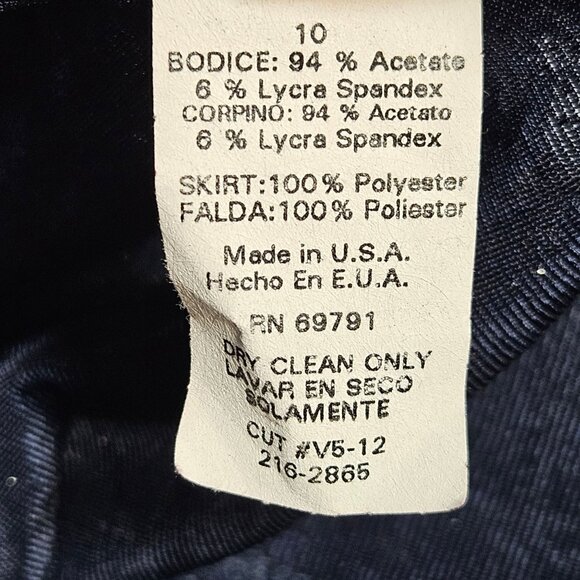 Von Bramlett Vintage Navy Blue Gown Evening Dress Sparkle Top Satin Bow Sz 10 - Picture 5 of 9